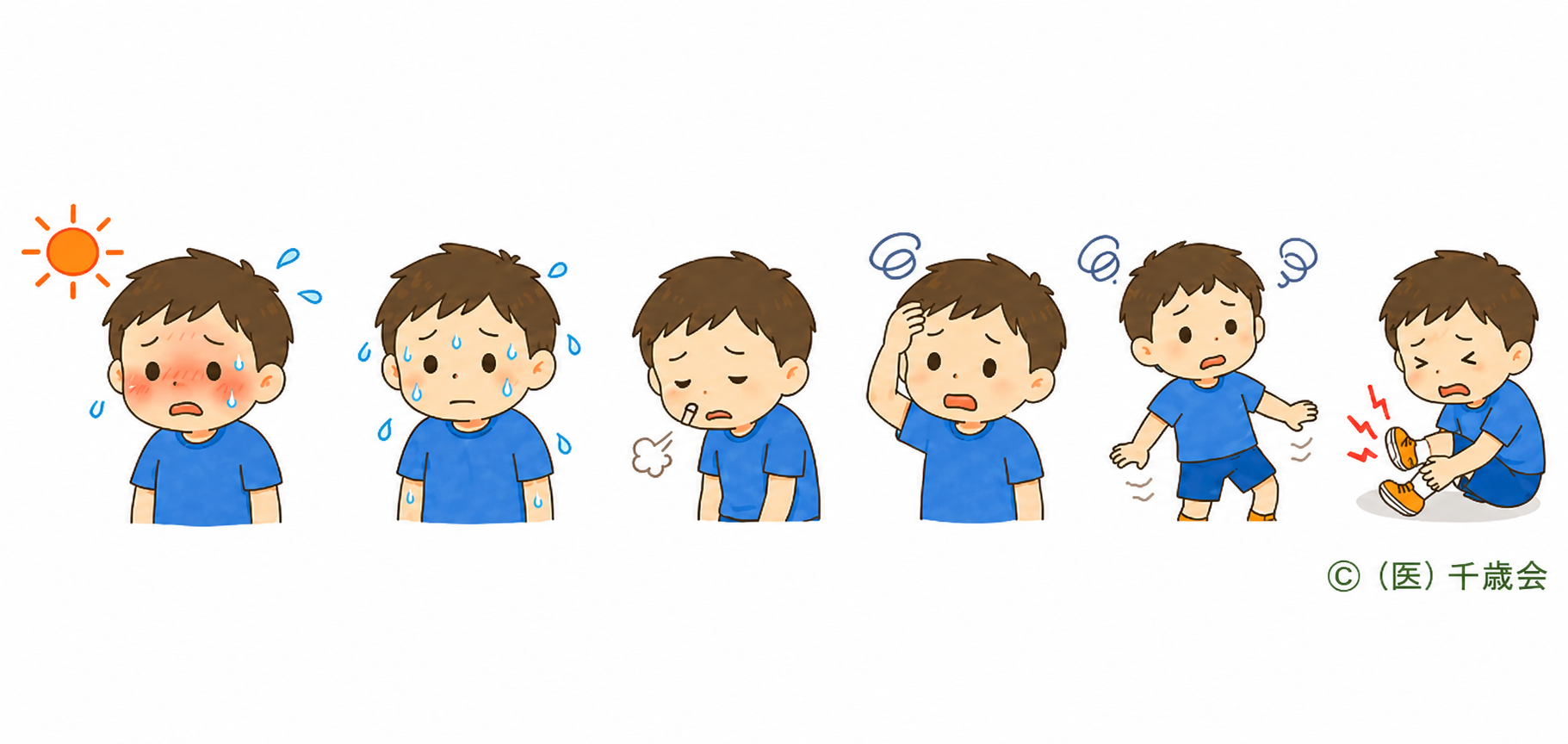 軽い熱中症のサインのイラスト